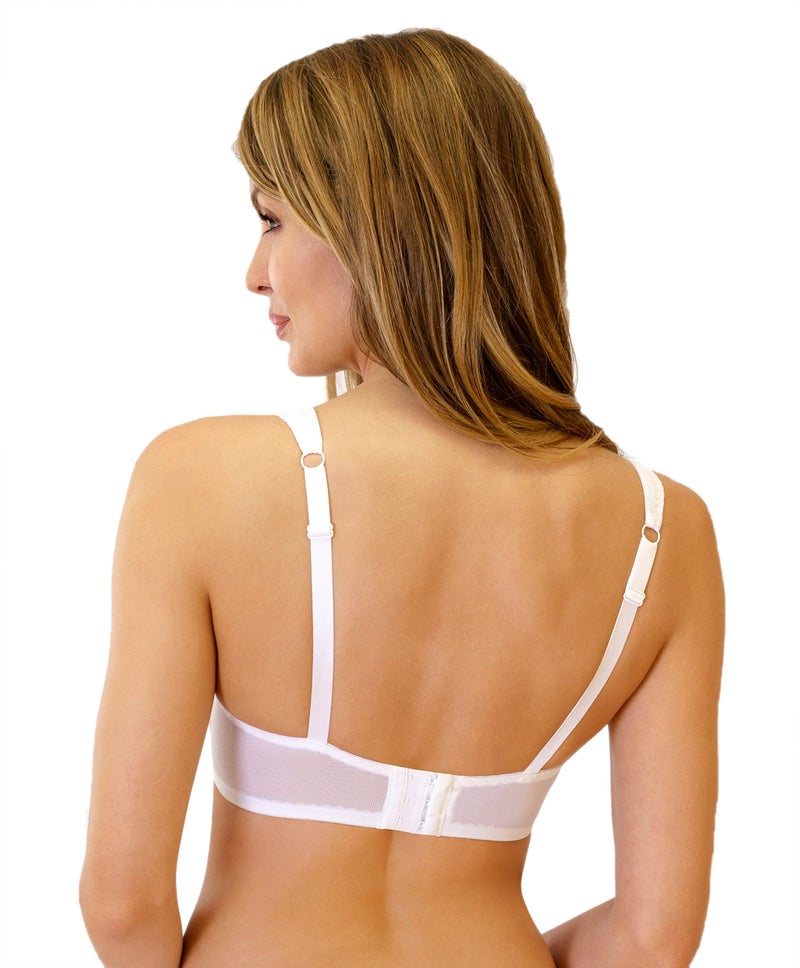 Rosme Women's Balconette Bra with Push Up Effect â€“ Plus Size Sexy Lace Demi Half Cup Bra â€“ Lightly Padded Underwired Low Cut Mesh Design Grand, White, Size 36G - Image 2